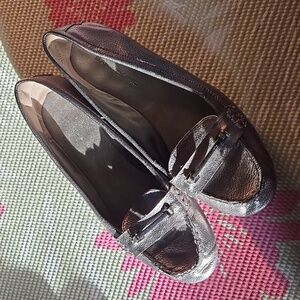 Pewter metallic dress flats